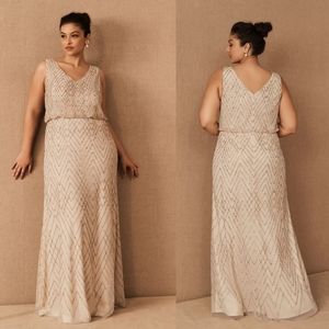 BHLDN X Anthropologie Blaise Embellished Shimmering  Sequin Beads Gown